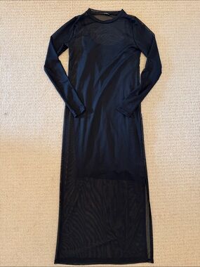 GAP Black Sheer Long Sleeve Maxi Dress